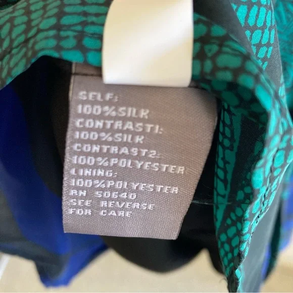 Hype Anthropologie Blue Green Black Silk Dress - Picture 4 of 4